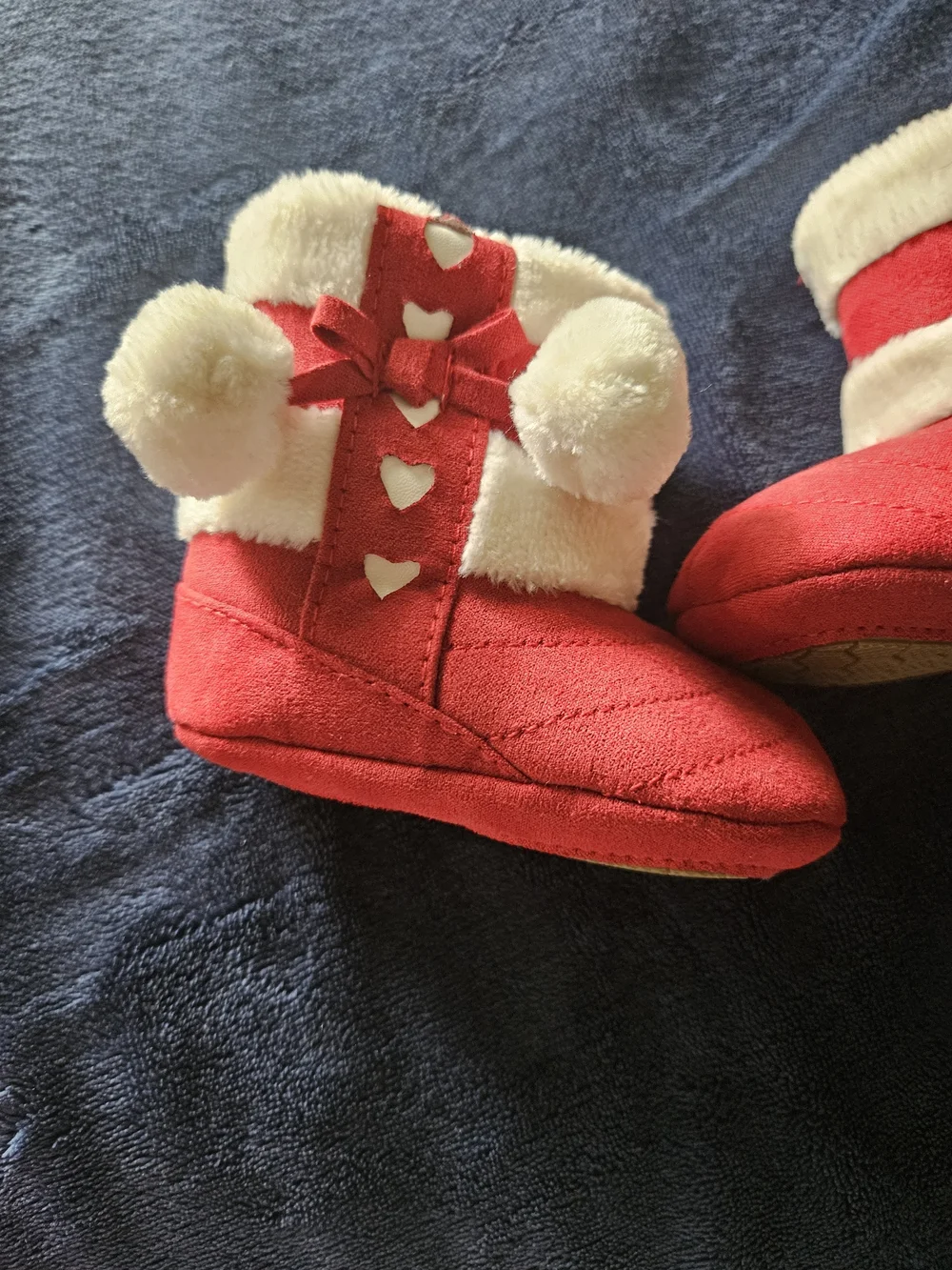 Cozy Red and Cream Kids' Plush Booties